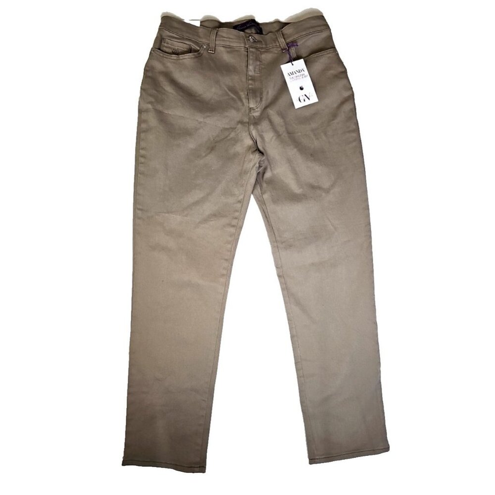 Gloria Vanderbilt Jeans Size 14 Womens Tan Khaki Pants Mid Rise Tapered NWT